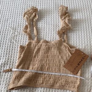 Ruffled Beige Crop Top